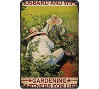 Metal Sign Husband and Wife Gardening Partners Rustic Decor Vintage Tin Sign Home Kitchen Bar Cafe Garden Club Cave Wall Decor Gardening Tin Sign 12x16 Inch