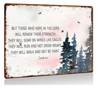 Metal Sign Isaiah 40 31, Bible Verse Wall-Art, Scripture Print, Hope in The Lord, Watercolor Landscape, Eagle Painting, Christian Gift
