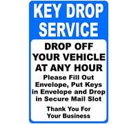 Metal sign key drop service drop off your vehicle at any hour sign for outdoor & indoor For Home Bathroom Restaurants Kitchen Garden Cave Garage Office Bar Cafe 8×12 INCH