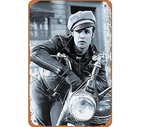 Metal Sign - Marlon Brando - The Wild One - Silver Print Tin Poster 12 X 8 Inches