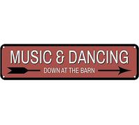 Metal Sign Music & Dancing Vintage Signs Retro Tin Signs Aluminum Sign for Kitchen Home Garden Wall Bar Cafe Decor 4x16 Inches