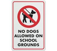 Metal Sign No Dogs Allowed On School Grounds Not Easy To Deform Posteration Exquisite And Beautiful Iron Poster Painting For Living Orchard Bar 20X30Cm