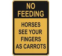 Metal Sign No Feeding Horses See Your Fingers As Carrots Exquisite And Beautiful Iron Signs Funny Metal Tin Sign For Bathroom Orchard Bar 20X30Cm