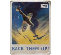 Metal Sign - Official Imperial War Museum (Back Them Up! RAF Spitfire, 15 x 20 cm)