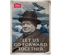 Metal Sign - Official Imperial War Museum (Churchill - Let Us Go Forward Together, 15 x 20 cm)