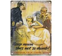 Metal Sign - Official Imperial War Museum (Keep Mum she's not so dumb!, 15 x 20 cm)
