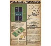 Metal Sign Pickleball Knowledge Pickle Primer Rules for Tin Signs New Year Easter Wall Decoration Bar Pub Family Cafe Signs Men Cave Best Gifts for Friends Family Fun Signs 8X12 inch
