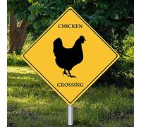 Metal Sign Plaque Chicken Crossing Warning Sign Caution Beware of Chicken Crossing Zone Weatherproof Animal Sign Rusty Animal Road Sign for Gate Backyard Decor 15 Inch