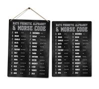 Metal Sign Plaque | NATO Phonetic Alphabet & Morse Code Chart | Educational Reference Display | Hanging Twine or Adhesive Pads