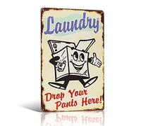 Metal sign plaque vintage retro style Laundry drop your pants kitchen