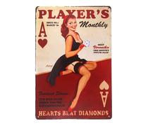 Metal Sign - PLAYER'S GIRL Metal Sign antique tray Home Decor pin up poster house rules wall art bar decor