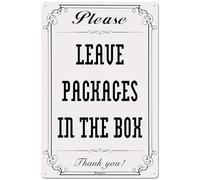Metal Sign Please Leave Packages In The Box Delivery for Driver - Instructions My - Rust - Free Aluminum, White 8"x12"
