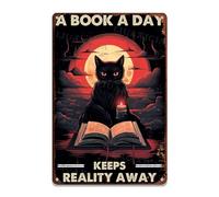Metal Sign Retro A Book A Day Keeps Reality Away For Treat Home Bar Cafe Farm Store 8.00"x12.00"