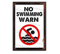 Metal Sign Retro No Swimming Warn For Men Women Wall Decor Bars Restaurants Cafes Pubs 8.00"x12.00" with Metal Frame