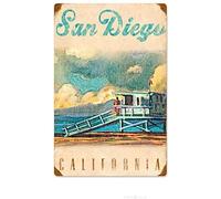 Metal Sign San Diego Life Guard Tower Rustic Vintage Metal Wall Art Home Decor Metal Decor Wall Sign 12 X8 Inches