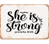Metal Sign - She is Strong - 2 - Vintage Look Sign home decor