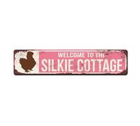 metal Sign Silkie Cottage Chicken House Sign - Silkie Chicken Gift - Silkie Chicken Owner Gift - Cute Silkie Chicken Sign - Chicken House Sign metalen Signs With Sayings 4x16 Inch