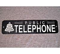 Metal Sign Telephone Public Pay Coin Vintage Phone Booth Prop Rotary 16"x4"