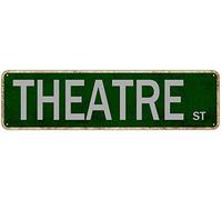 Metal Sign Theatre St Vintage Signs Retro Tin Signs Aluminum Sign Gift for Home Kitchen Restaurants Garden Wall Front Door Hanging Sign 4x16 Inch