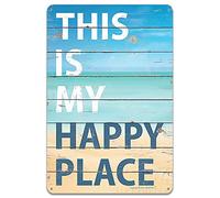 Metal Sign - This is My Happy Place Sign for Home, Bedroom, etc. Art Deco,12x8 inch