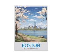 Metal Sign Tin Sign,Boston Massachusetts Vintage Travel Posters,Metal Signs Office Personalised Sign Vintage Metal Sign Home Wall Room Decoration(20x30cm)8x12 inch-BX50
