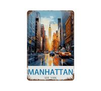 Metal Sign Tin Sign,Manhattan New York,Metal Signs Office Personalised Sign Vintage Metal Sign Home Wall Room Decoration(15x30cm)6x12 inch-S86
