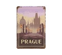 Metal Sign Tin Sign,Prague Czech Republic Charles Bridge,Metal Signs Office Personalised Sign Vintage Metal Sign Home Wall Room Decoration(15x30cm)6x12 inch-G46