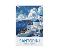 Metal Sign Tin Sign Santorini Greece Islands Garden & Kitchen Poster, Inspirational Sign Home Wall Art Decor for Home Kitchen Bar Club Decoration 20x30cm