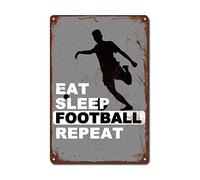 Metal Sign Tin Sign Vintage Wall Art Eat Sleep Football Repeat Sport Wall Art Ball Lover Sign Toilet Decor Tin Sign for Yard 8x12 Inch Metal tin Signs