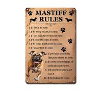 Metal Sign Tin Sign Vintage Wall Art Mastiff Rules Funny Bathroom Wall Decor For Restaurant 8x12 Inch Metal tin Signs