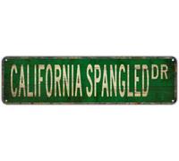 Metal Sign Tin Signs CALIFORNIA SPANGLED DR, Funny Vintage Retro Aluminum Tin Sign, Hanging Decor for Bedroom, Kitchen, Garden, Wall, Club, Coffee Shop, Home, Cat Breed Art, 4x16 inch