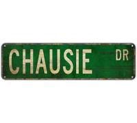 Metal Sign Tin Signs CHAUSIE DR, Funny Vintage Retro Aluminum Metal Sign, Hanging Decor for Bedroom, Kitchen, Garden, Wall, Club, Coffee Shop, Home, Chausie-Cat Breed Themed Art, 4x16 inch