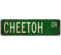 Metal Sign Tin Signs CHEETOH DR, Funny Vintage Retro Aluminum Metal Sign, Hanging Decor for Bedroom, Kitchen, Garden, Wall, Club, Coffee Shop, Home, Cheetoh-Cat Breed Themed Art, 4x16 inch