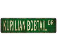 Metal Sign Tin Signs KURILIAN BOBTAIL DR, Funny Vintage Retro Aluminum Metal Sign, Hanging Decor for Bedroom, Kitchen, Garden, Wall, Club, Coffee Shop, Home, Cat Breed-Themed Art, 4x16 inch