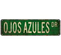 Metal Sign Tin Signs OJOS AZULES DR, Funny Vintage Retro Aluminum Metal Sign, Hanging Decor for Bedroom, Kitchen, Garden, Wall, Club, Coffee Shop, Home, Cat Breed-Themed Art, 4x16 inch