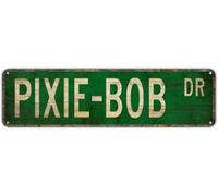 Metal Sign Tin Signs PIXIE-BOB DR, Funny Vintage Retro Aluminum Metal Sign, Hanging Decor for Garden, Wall, Club, Coffee Shop, Home, Pixie-Bob Cat Breed-Themed Art, 4x16 inch