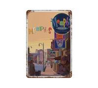 Metal Sign,Usa Memphis Beale Street,Tin Signs New Year Easter Wall Decoration Bar Pub Family Cafe Signs Men Cave Gifts for Friends Family Fun Signs Nice Sign(15x30cm）6x12 inch-F80