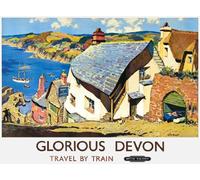 Metal Sign Vintage British Travel Poster Railways Train - Glorious Devon LNER - A4