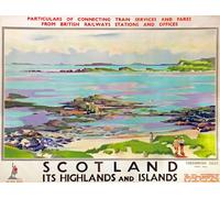 Metal Sign Vintage British Travel Poster Railways Train - Scotland Its Highlands - A4