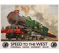 Metal Sign Vintage British Travel Poster Railways Train - Speed West Cornwall Devon - A4