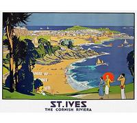 Metal Sign Vintage British Travel Poster Railways Train - St. Ives Cornwall - A4