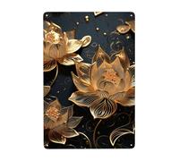 Metal Sign Vintage Funny Tin Sign Boho Gold Flowers Metal Poster Decoration Signs Stylish Wall Art Outdoor Yard Signs for Home Living Room Bedroom Yard Wall Decor Gift 30x20 CM