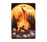 Metal Sign Vintage Funny Tin Sign Bonfire Metal Poster Decoration Signs Stylish Wall Art Outdoor Yard Signs for Home Living Room Bedroom Yard Wall Decor Gift 30x20 CM