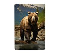 Metal Sign Vintage Funny Tin Sign Brown bear Metal Poster Decoration Signs Stylish Wall Art Outdoor Yard Signs for Home Living Room Bedroom Yard Wall Decor Gift 30x20 CM
