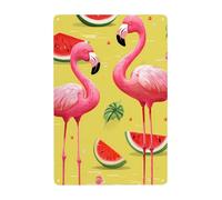 Metal Sign Vintage Funny Tin Sign Flamingo and Watermelon Metal Poster Decoration Signs Stylish Wall Art Outdoor Yard Signs for Home Living Room Bedroom Yard Wall Decor Gift 30x20 CM