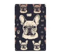 Metal Sign Vintage Funny Tin Sign I Love French Bulldog Metal Poster Decoration Signs Stylish Wall Art Outdoor Yard Signs for Home Living Room Bedroom Yard Wall Decor Gift 30x20 CM
