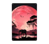 Metal Sign Vintage Funny Tin Sign Moon Elephant Metal Poster Decoration Signs Stylish Wall Art Outdoor Yard Signs for Home Living Room Bedroom Yard Wall Decor Gift 30x20 CM