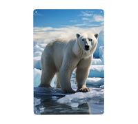 Metal Sign Vintage Funny Tin Sign Polar Bear Ice Metal Poster Decoration Signs Stylish Wall Art Outdoor Yard Signs for Home Living Room Bedroom Yard Wall Decor Gift 30x20 CM