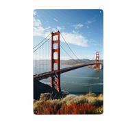 Metal Sign Vintage Funny Tin Sign San Francisco Golden Gate Bridge Metal Poster Decoration Signs Stylish Wall Art Outdoor Yard Signs for Home Living Room Bedroom Yard Wall Decor Gift 30x20 CM