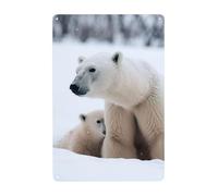 Metal Sign Vintage Funny Tin Sign Snow Animal Polar Bear Metal Poster Decoration Signs Stylish Wall Art Outdoor Yard Signs for Home Living Room Bedroom Yard Wall Decor Gift 30x20 CM